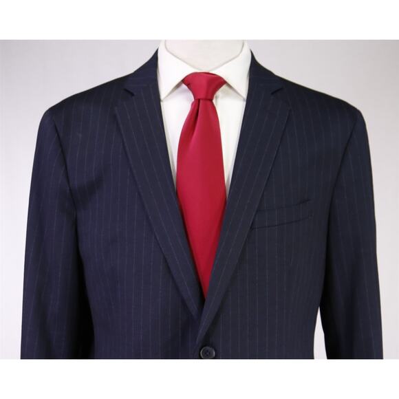 The Savile Row Company Navy Blue Pinstripe Fairfax Suit Drawstring Waist 44R - Picture 3 of 9